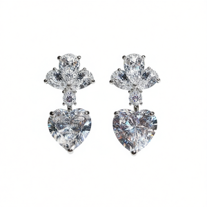 Orecchini di Diamanti Bianchi Champagne Taglio a Cuore, Certificati GIA, in Oro Bianco, Gioielli di Lusso da Sposa per Donne - Product Image 1