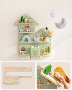 Étagère murale décorative rustique en acier allié et bois <span class=keywords><strong>SONGMICS</strong></span> pour 35 figurines, salons d'enfants, montage facile GKR801C10 - Product Image 5