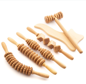 Massage du <span class=keywords><strong>corps</strong></span> multifonctionnel Set de massage anti-cellulite en bois de madérothérapie Rouleau en bois Outil de drainage lymphatique - Product Image 1