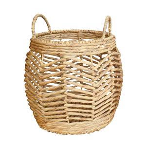 Natural Water Hyacinth Weaving Storage <b>Basket</b> Bins <b>with</b> <b>Handles</b> and Metal Frame New Design Bin Storage Solution - Product Image 1