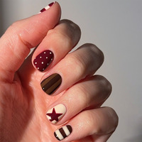 Faux ongles à presser Amande Automne, brun foncé, motif écaille de tortue, imprimé léopard, bord doré, réutilisables, pour manucure d'automne