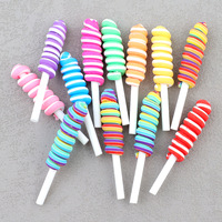 Perles de bonbons colorées en gros, fournitures en vrac pour la fabrication de bijoux, perles en argile souple, perles en argile polymère DIY, perles en forme de sucette roulées