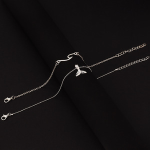 สร้อยข้อเท้าแฟชั่นชุบเงินรูปหางนางเงือก ชุดเครื่องประดับชายหาดสุดโรแมนติกสำหรับผู้หญิง - Product Image 2