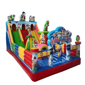 Party Rental Equipment Paw Inflatable Funny Bouncer Slide Outdoor Dog Bounce House Patrol Inflatable Castle With Slide