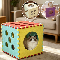 Casa de Fieltro para Gatos de Ensamblaje DIY, Cubo Transpirable con Múltiples Agujeros, Túnel Escondite para Gatos