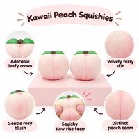 Jouet Squishy Pêche Juteuse à Remontée Lente, Jouet Anti-Stress à Presser de la Taille d'une Main, Jouet Sensoriel pour Enfants de 3 Ans et Plus et Adultes