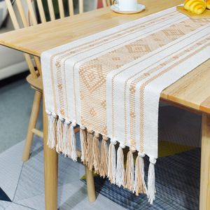 New Woven Oilproof Geometric <strong>Pattern</strong> Stripe Style Tassel <strong>Table</strong> <strong>Runner</strong> American Tea Towel Long Dining <strong>Table</strong> Decorative Cloth - Product Image 4