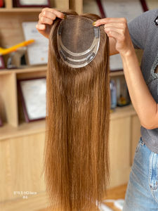 Sur Mesure 20 pouces #4 Brun Couleur 6x6.5 HD Dentelle Femme Cheveux Topper Cheveux Bruts Soyeux Droite Prêt À Expédier Maintenant - Product Image 5