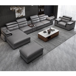 Sofá reclinable moderno de cuero sintético de una plaza con <span class=keywords><strong>asiento</strong></span> de madera <span class=keywords><strong>extensible</strong></span>, varios estilos para muebles de sala de estar para villas - Product Image 1