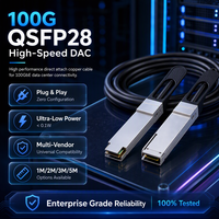 Kabel Tembaga Pasif 100G QSFP28 Direct Attach Berkualitas Tinggi, Kabel Twinax 100G DAC untuk Router Switch
