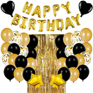 Décorations d'<span class=keywords><strong>anniversaire</strong></span> noir et or pour hommes avec Kit d'arche de ballons, rideaux à franges en aluminium de bannière 30e 35e 40e 50e - Product Image 2