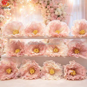 Grande Composition Florale LED Faite à la Main en Organza, Pivoine Géante, Décoration de Mariage Extérieure et Intérieure, Tissu Transparent - Product Image 2