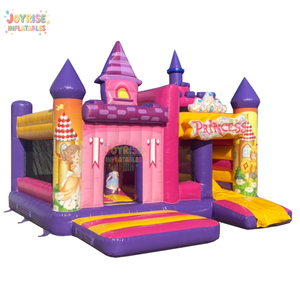 JOYRISE Combo Gonflable Rose pour Enfants, Château de Rebond Commercial Princesse avec Toboggan Intérieur en PVC, Garantie 3 Ans - Product Image 1