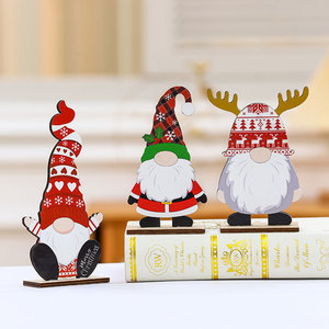 Nuevas decoraciones navideñas transfronterizas: Adorno de escritorio de madera con diseño de anciano sin rostro, decoración navideña DIY. - Product Image 2