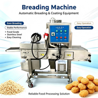 Machine industrielle automatique de panification pour nuggets de poulet et filets de poisson, type bande transporteuse, haute capacité, pour la panification des aliments et la production de panure.