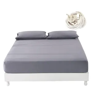Grounding Sheet King Organic Cotton+Silver Fiber Fitted Bottom Sheets with 180 inch Grounding Wire Earthing Mat for Better Sleep