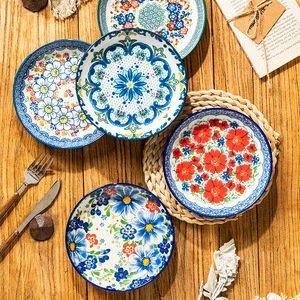 Vente en gros Nouveau design bohème 6.5 pouces en céramique plat en os jetable ménage petite assiette plat pour collation de fruits régime plat froid - Product Image 1