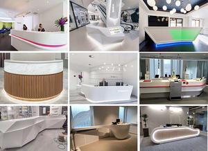 Moderno unico Corians in legno di pietra clinica odontoiatrica Reception ufficio anteriore Reception - Product Image 5