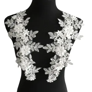 Nuovo Design ricamo fai da te abiti da cucire 3D fiori perline di pizzo Applique rifiniture