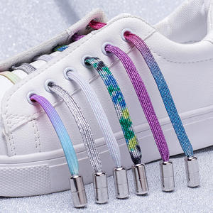 Olian Elastische Schoenveters Zonder Stropdas Schoenveters Plat Regenboog Goud Glitter Elastiekjes Capsule Schoenveter Voor Sneakers - Product Image 1
