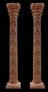 Colonnes Rondes Classiques en Marbre Rouge Rose Coucher de Soleil Naturel pour Projets de Villas et Hôtels - Product Image 3