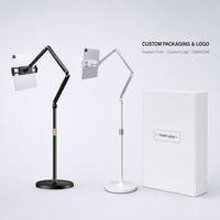 Support de sol rotatif à 360 degrés pour tablette, robuste, base en métal lestée en acier de 20 mm, pour bureau, studio, diffusion en direct, OEM personnalisé