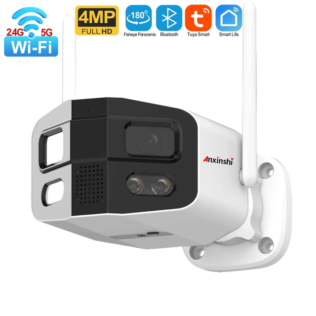 Anxinshi Wireless Home Security Camera 180° 4K Outdoor Security Camera Two Way Audio Smart 5G Wifi Camera Night Vision