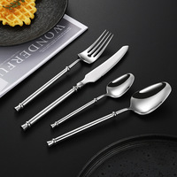 Ensemble de couverts de luxe en acier inoxydable, couteau, cuillère, fourchette, pour restaurant, hôtel, logo/couleur personnalisés