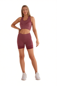 Tz396 Pantaloncini da Yoga Aderenti Senza Maniche per Donna, Tinta Unita, con Vita Elastica, Abbigliamento Sportivo in Poliestere - Product Image 1