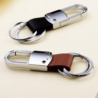 Porte-clés en cuir en alliage de zinc avec logo gravé au laser personnalisé, porte-clés de voiture, cadeau promotionnel d'entreprise, unisexe