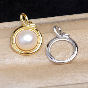 Support de pendentif vide en argent S925, accessoire de bricolage pour bijoux en perles, 15,8-16 mm, composants de bijoux en forme de pomme-cheval - Product Image 1