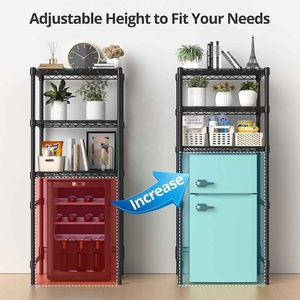 Étagère de rangement de cuisine en métal à 3 niveaux réglable, organisateur à poser sur le réfrigérateur avec crochets, support <span class=keywords><strong>pour</strong></span> <span class=keywords><strong>micro</strong></span>-ondes <span class=keywords><strong>et</strong></span> étagère <span class=keywords><strong>pour</strong></span> <span class=keywords><strong>mini</strong></span>-réfrigérateur - Product Image 2