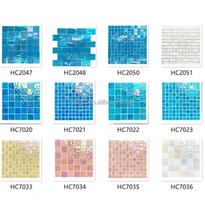 厂家批发价格户外水绿色白色蓝色彩虹色水晶玻璃游泳池马赛克瓷砖
