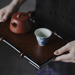 Chinese Style Bamboo <b>Tea</b> <b>Tray</b> Rectangle Lacquered Portable Storage <b>Tray</b> For <b>Tea</b> Serving - Product Image 3