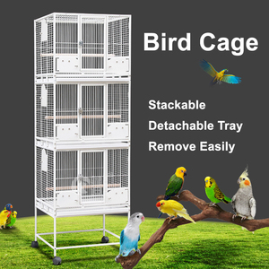 <span class=keywords><strong>Cage</strong></span> à oiseaux empilable en métal pour pinsons avec roue, grande volière d'extérieur, vol, élevage de perroquets - Product Image 2