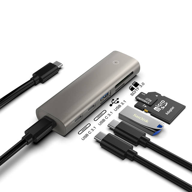 High-Speed 10 Gbps USB 3.1 Gen2 5 in 1 USB C Hub with SD TF 3.0 Card Reader Multi-port USB Hubs in Stock