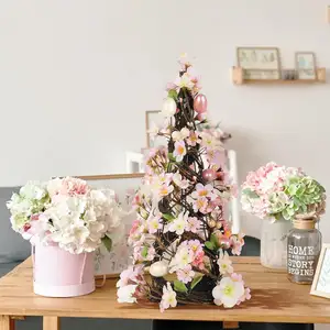 Easter Festival Party Supplies Decorations Sets Pink Small Flower Berry Decoration Easter Egg Tree For Table