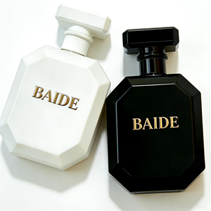 Botella de Perfume de Vidrio Negro Brillante Personalizada de Lujo, 30ml 50ml 100ml, Botellas de Vidrio Vacías Irregulares para Perfume, Caja con Serigrafía - Product Image 4