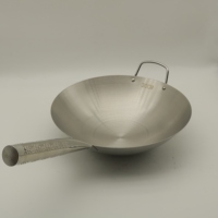 Wok de Acero Inoxidable con Asa Única, Grado Comercial, Superficie Electropulida, Varios Tamaños, Diseño Moderno, para Saltear y Freír Profundamente, Estilo Asiático