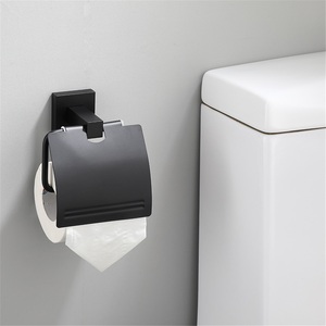 Porte-rouleau de papier toilette rectangulaire moderne en fer noir pour hôtel - Product Image 3