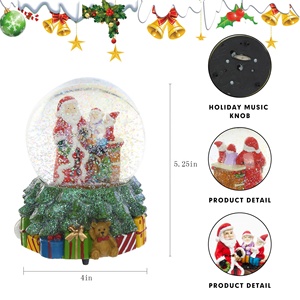 Décorations de Noël créatives en résine, base en résine, Père Noël, bonhomme de neige, globe à neige en verre peint à la main, décorations de fête pour la maison - Product Image 5