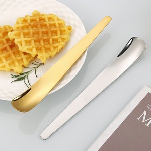 Cuillère à dessert en acier inoxydable, 2 tailles, argent/or, cuillères à long manche épaissies, polies miroir, pour gâteau, crème glacée, boulangerie, maison - Product Image 2