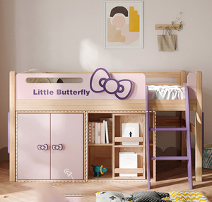 Letto a Castello Doppio Multifunzionale Salvaspazio e Resistente per Camere <span class=keywords><strong>da</strong></span> Letto Femminili, Arredamento in Legno - Product Image 2