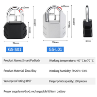 Cadenas intelligent robuste en alliage de zinc, étanche IP67, avec empreinte digitale, 100 utilisateurs, contrôle par application cloud, compatible -40°C, pour conteneur de stockage