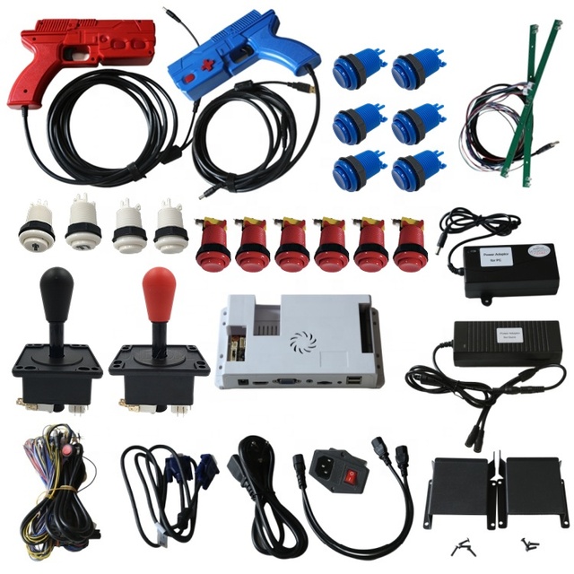 2 Players DIY Arcade Game Kits Pandora Box PCB Board Recoil Feedback Light Gun Alpha Gun Max Coin Operated Support Gun Pedal