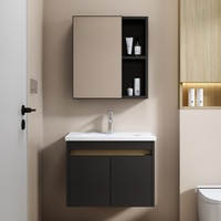 Meuble mural de salle de bain moderne en gros, vasque flottante avec lavabo en céramique