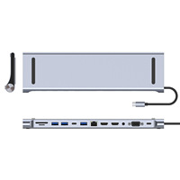 Adaptador portátil multifunción de aluminio 12 en 1, concentradores USB C, estación de acoplamiento tipo C a HDMI DP VGA PD TF USB3.0 para ordenador portátil