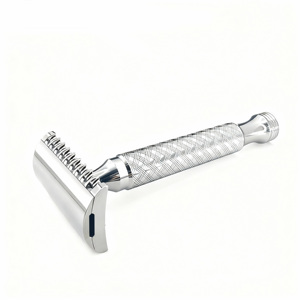 Professional Polished Stainless Steel <strong>Double</strong> <strong>Edge</strong> <strong>Razor</strong> Durable Reusable Metal Wet Dry Shaving Includes 5 Replacement Blades - Product Image 1