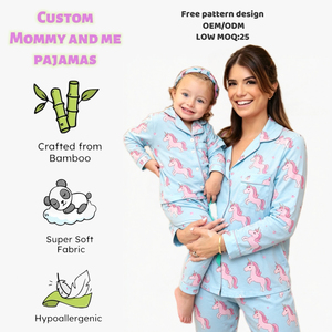 Set Pigiama Personalizzato a Maniche Lunghe per Mamma e Figlia, Abbigliamento Morbido Coordinato per <span class=keywords><strong>Madre</strong></span> e Figlia - Product Image 1