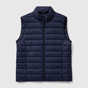 Men's Navy Blue <b>Quilted</b> Vest Stand Collar Zipper Closure Windproof Casual Winter Outerwear 100 Polyester <b>Wadding</b> - Product Image 2